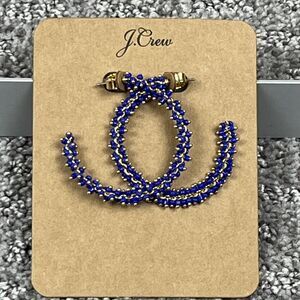 J Crew Blue Beaded Dangle Hoop Earrings Gold Tone Womens Jewelry Boho Statement